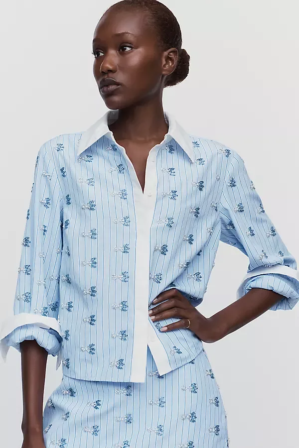 Sabine Cotton Blend Buttondown Shirt by Maude Club
