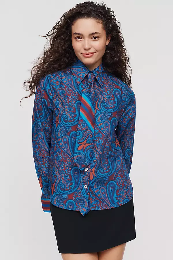 Windsor 100% Cotton Tie Shirt Top by Tracy Reese