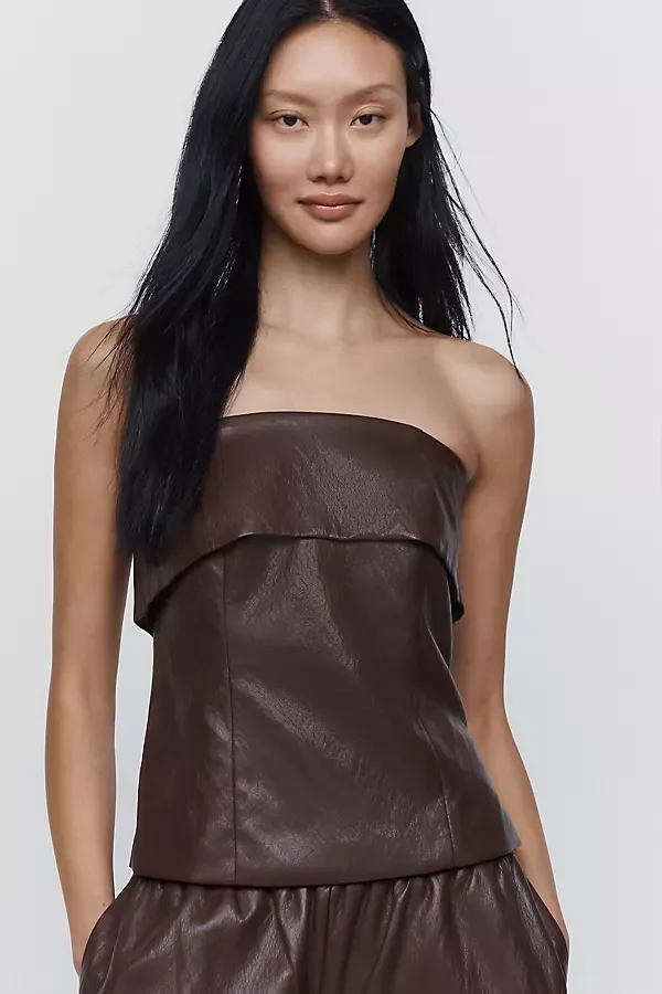 Faux Leather Strapless Top by Avec Les Filles