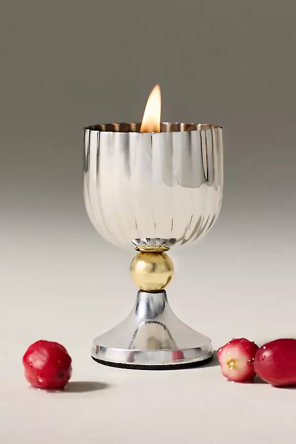 Figural Mini Cocktail Fruity Cranberry Fizz Metal Candle by Anthropologie