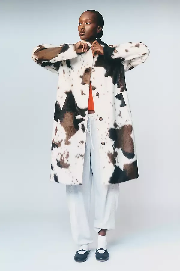Animal Print Faux Fur Coat Jacket by Bernardo