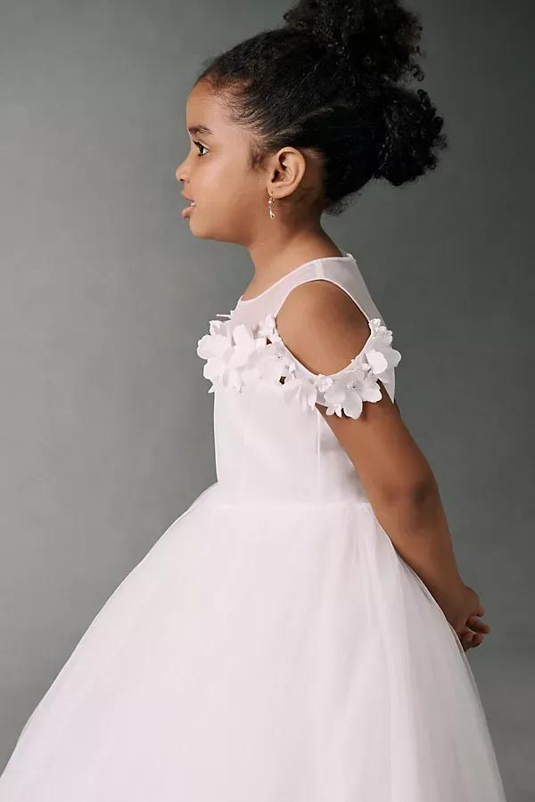 Floral Off Shoulder Tulle Flower Girl Dress by Princess Daliana