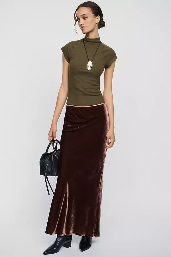 Tilda Velvet Slip Maxi Skirt by Anthropologie