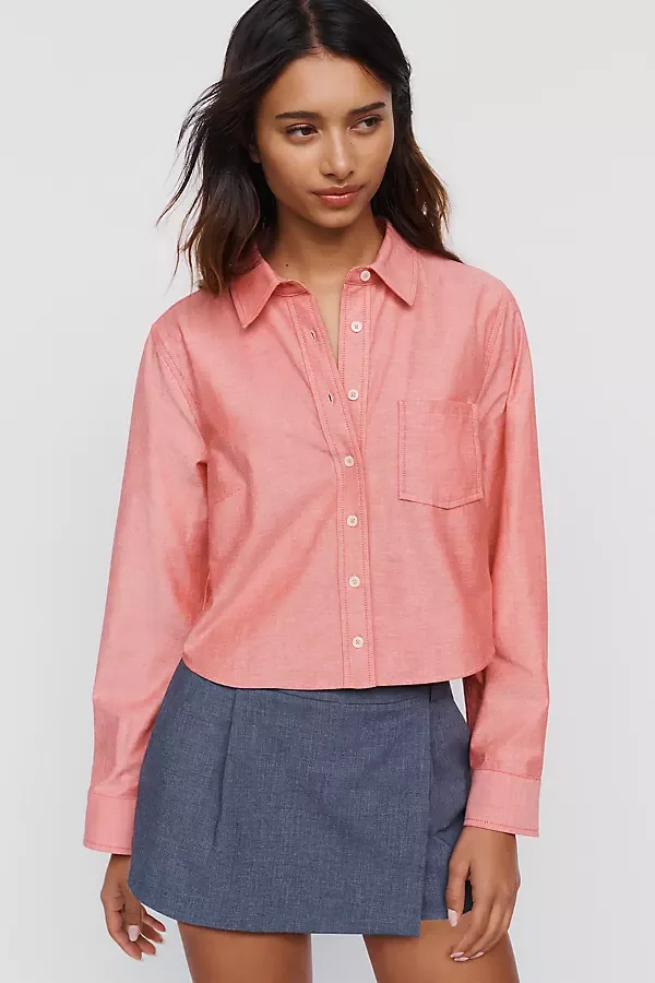 Merritt Cotton Stretch Cropped Buttondown Shirt