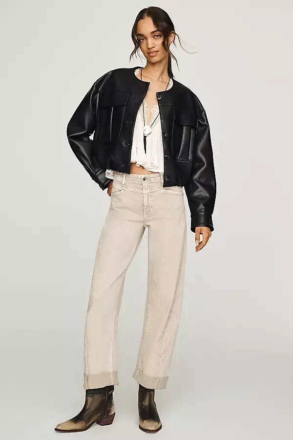 Selena Mid-Rise Cropped Cuffed Barrel Jeans by LE JEAN