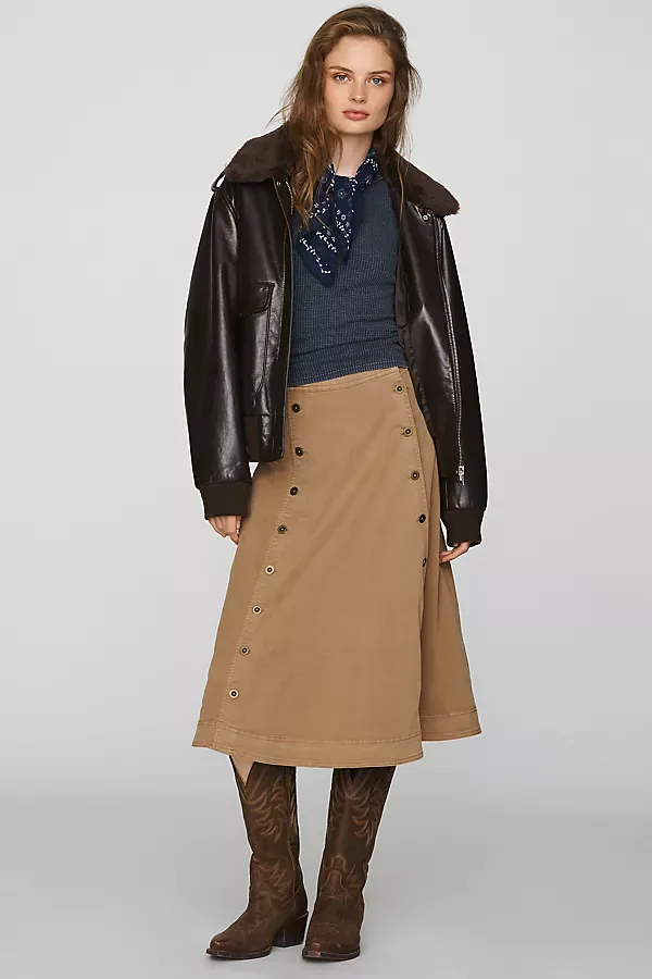Button Panel Midi Skirt by Pilcro