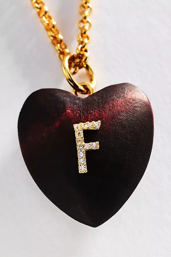 Wood Initial Pendant Necklace
