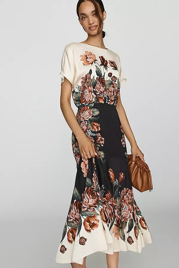 Winter Floral Midi Dress