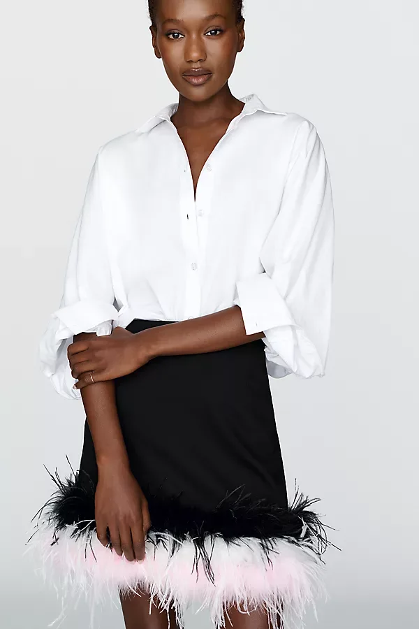 Faux Feather Trim Mini Skirt by Hutch