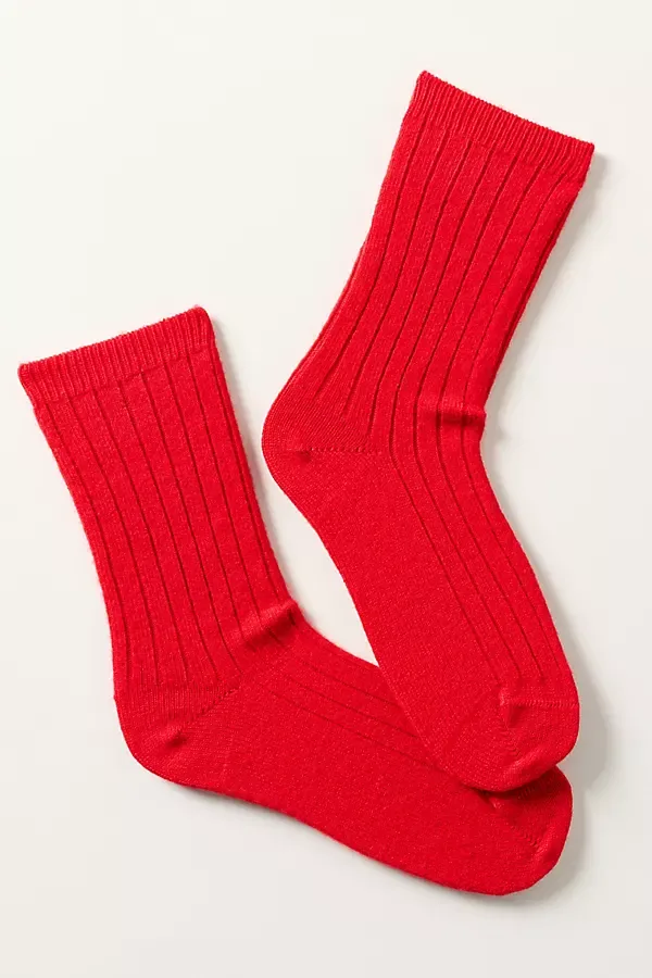 Ribbed Cashmere Blend Crew Socks by Anthropologie