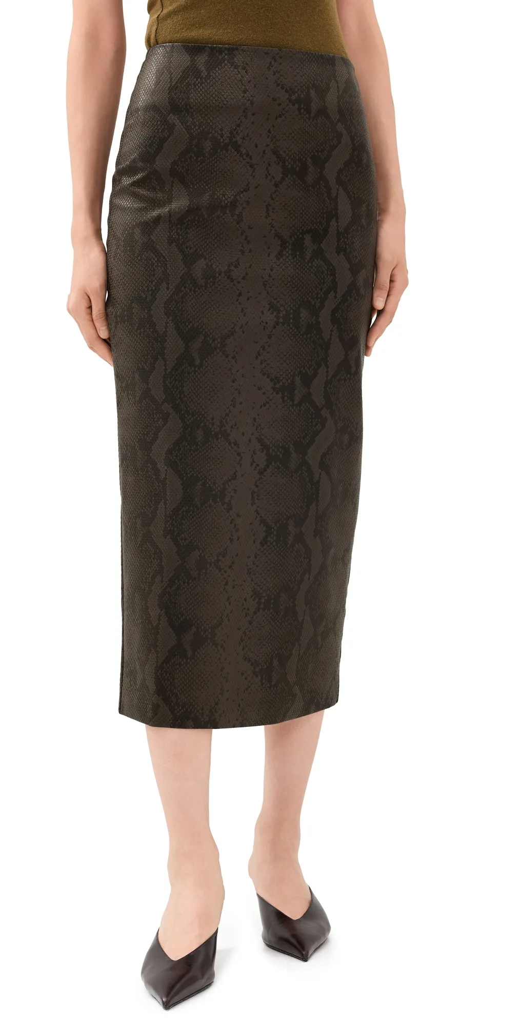 Bex Faux Leather Midi Skirt by Line & Dot