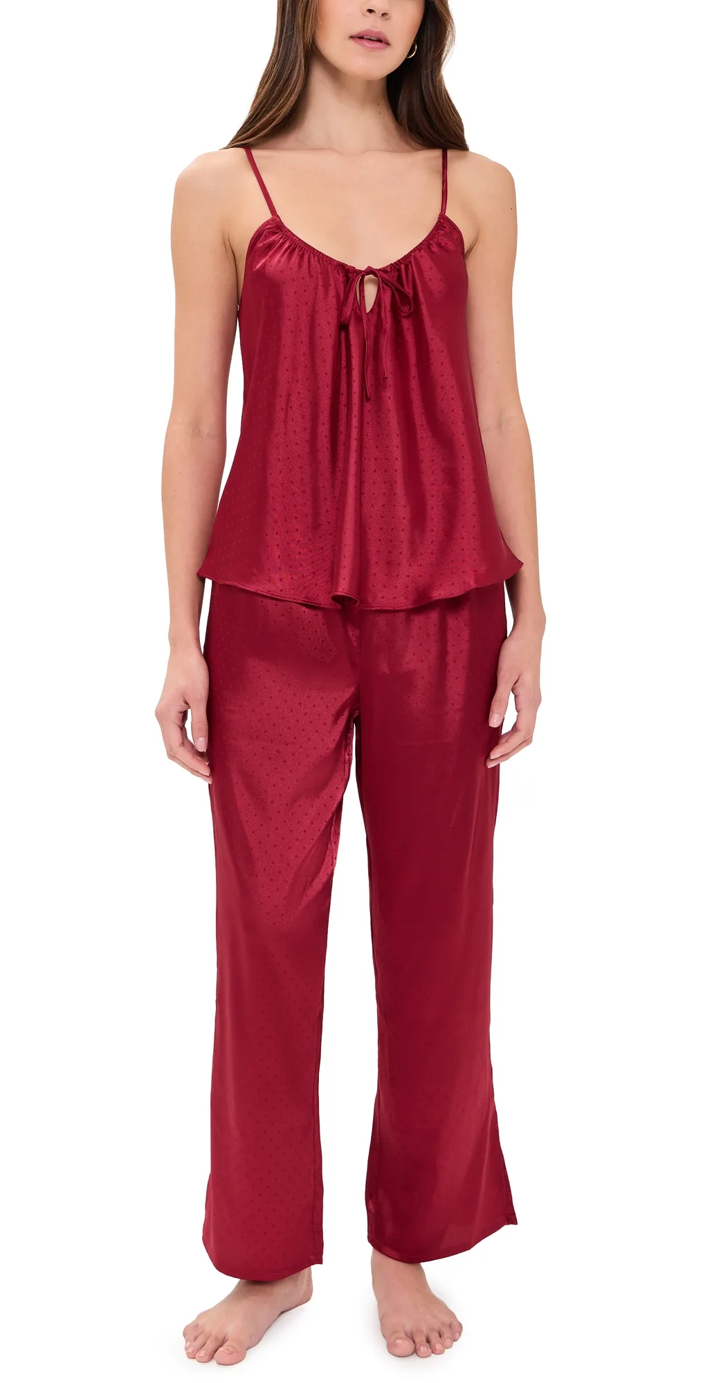 Soild Dot Satin Jacquard Pajama Set by Flora Nikrooz