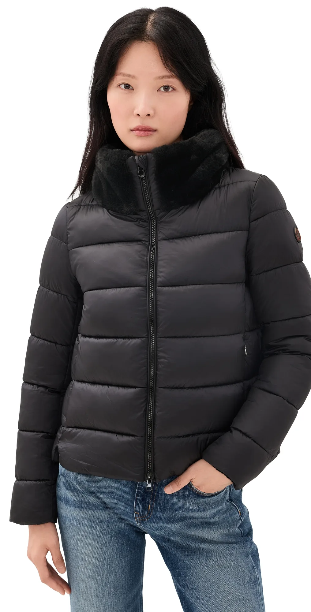 Mei Faux Fur Trim Quilted Coat by Save The Duck