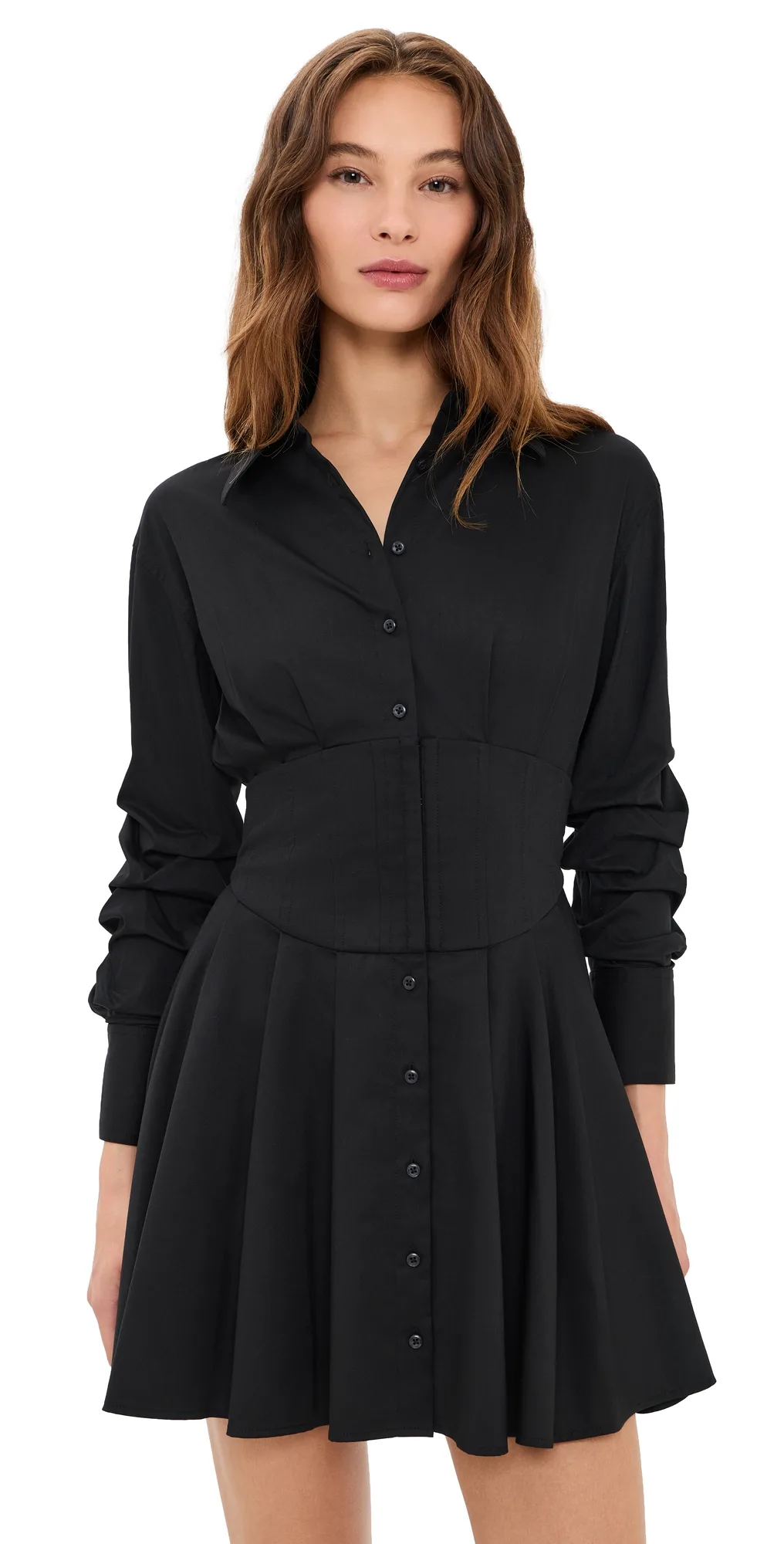 Edie Corset Button Down Mini Dress by Alice + Olivia