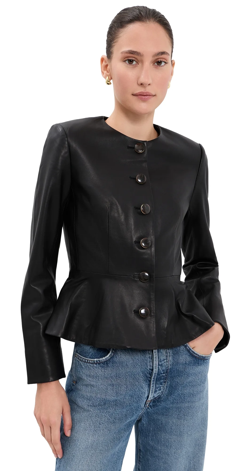 Quinn Lambskin Leather Jacket by Veronica Beard