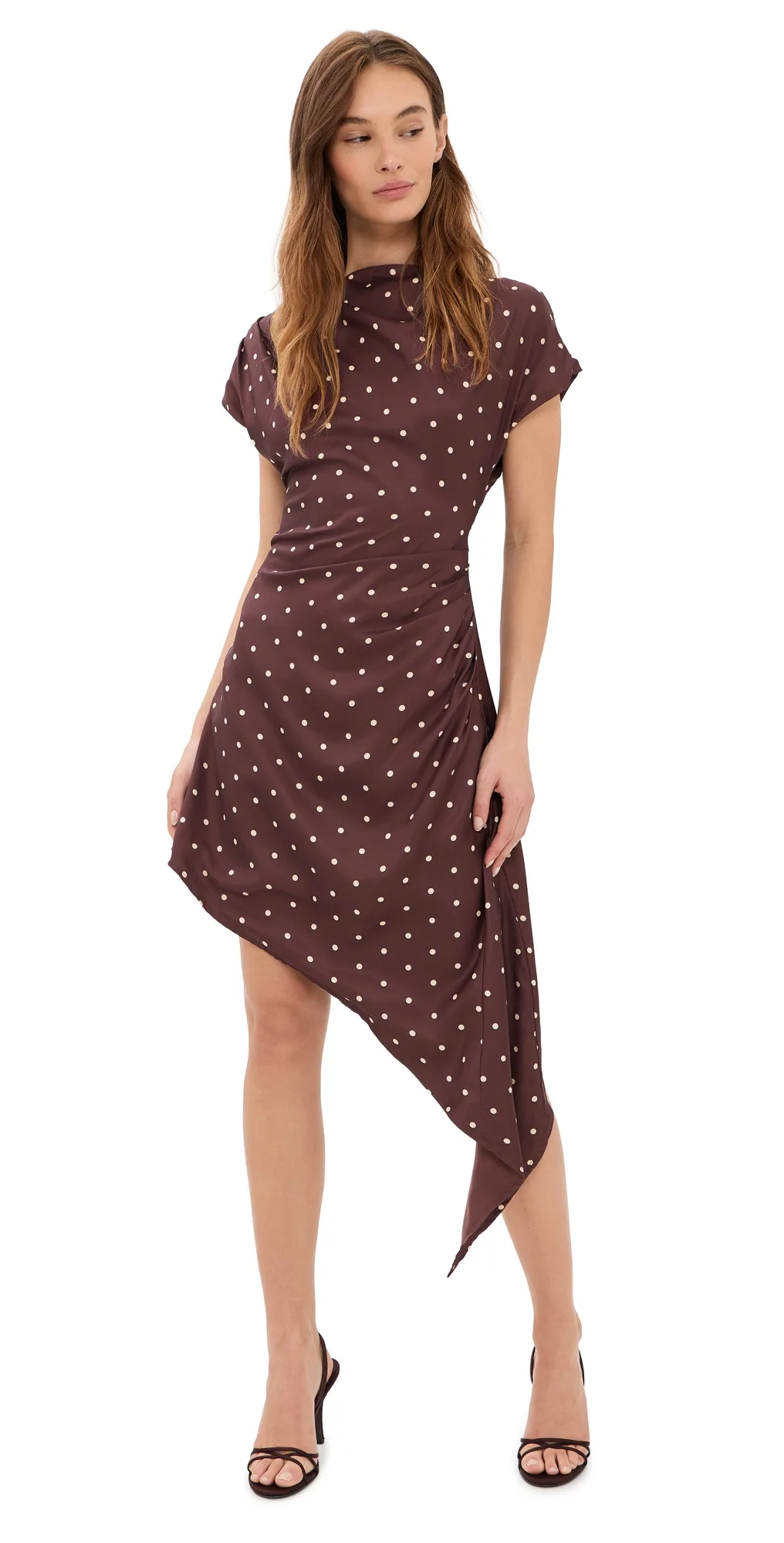 Polka Dot Asymmetric Cap Sleeve Dress by Another Girl