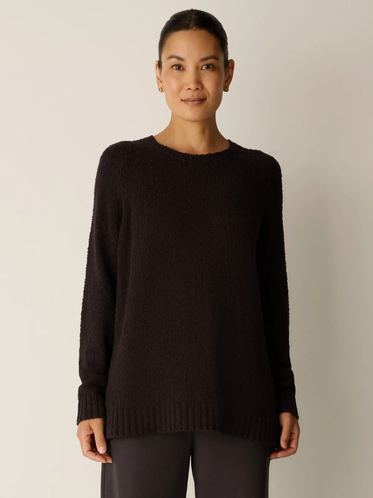 Organic Cotton Fluff Crew Neck Long Top