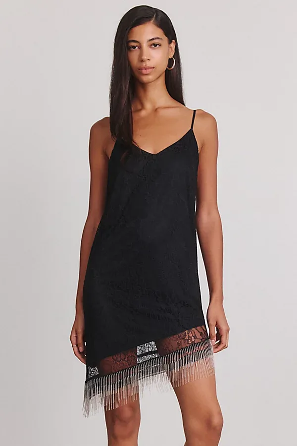 Steve Madden Jessika Lace Asymmetric Fringe Mini Dress by Steve Madden