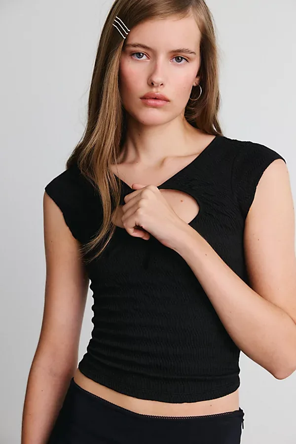 UO Alanis Keyhole Cutout Short Sleeve Top by Urban Outfitters