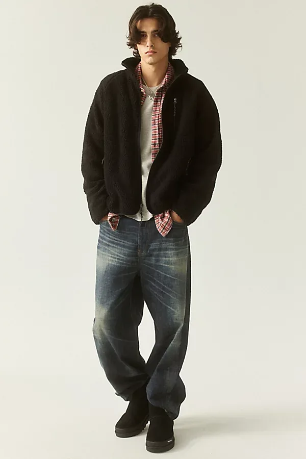 BDG Solid Polar Fleece Zip-Up Jacket by BDG