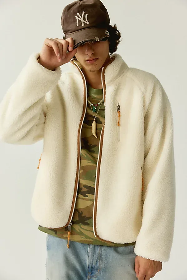 Solid Polar Fleece Zip-Up Jacket by BDG