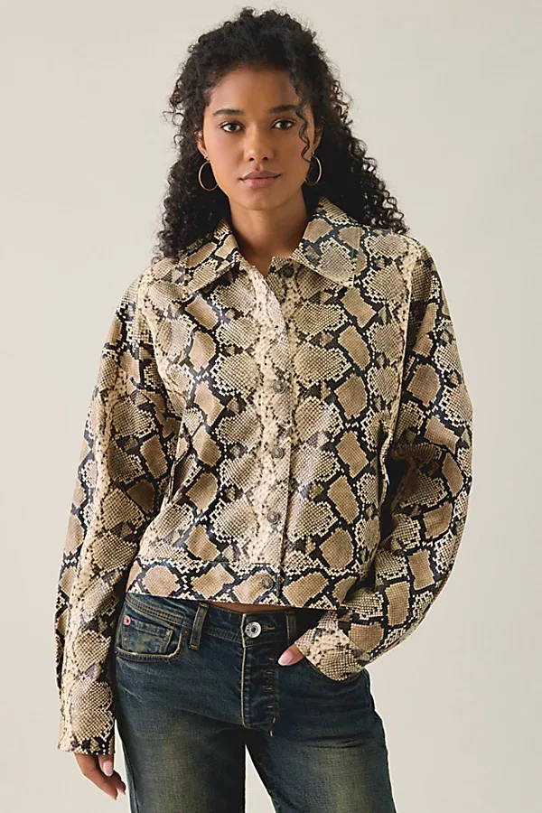 Angel Snake Print Faux Leather Jacket by Lioness