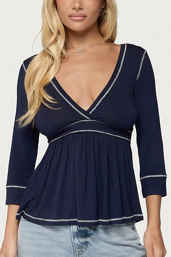 Edikted Parah Contrast Babydoll Top by Edikted