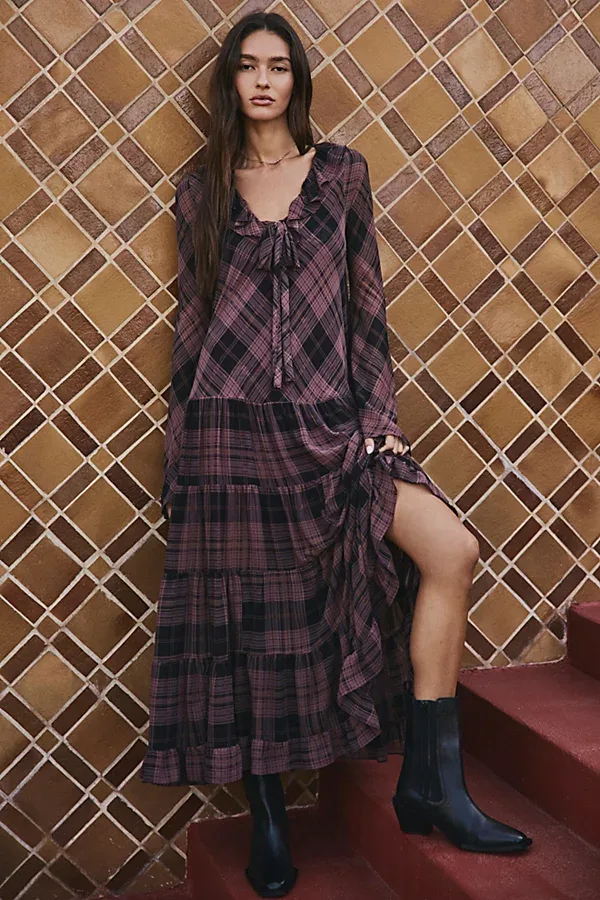 Plaid Petal Maxi Dress by Free People