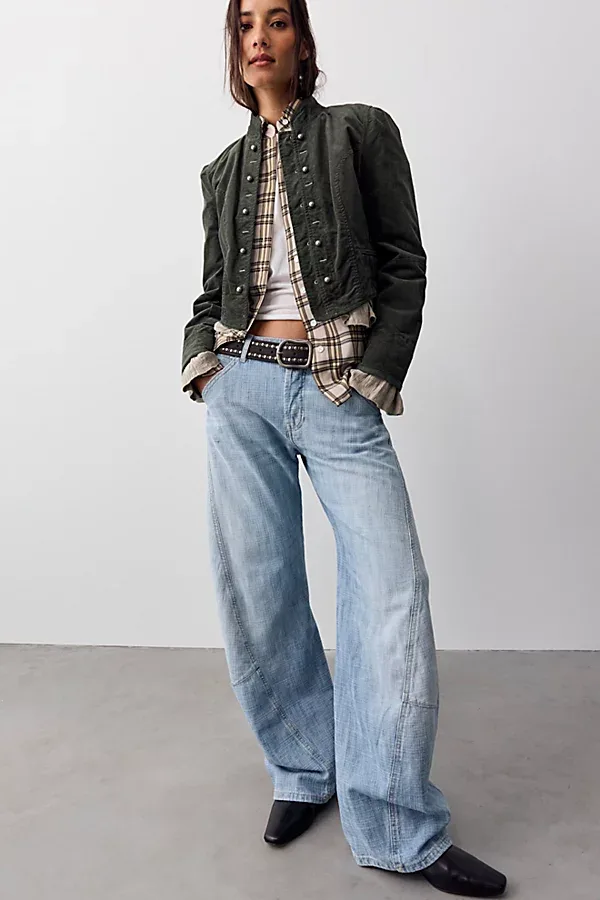 We the Free Highland Low-Rise Twisted Bowed Jeans by Free People