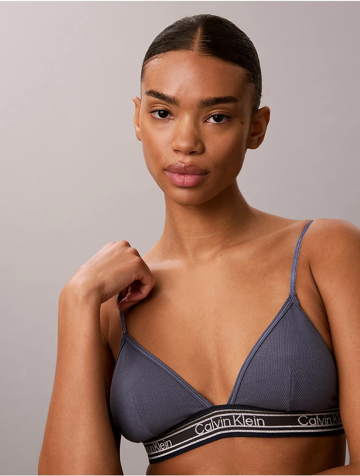 Icon Cotton Modal Rib Stripe Triangle Bra