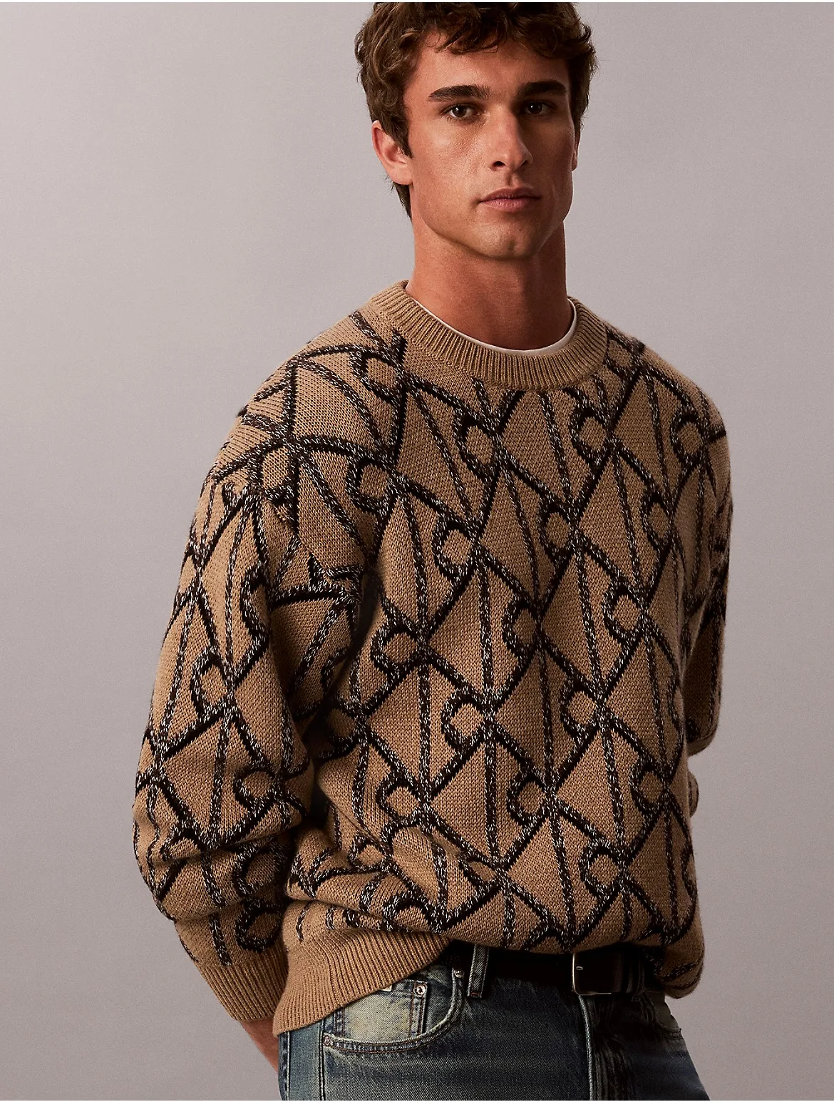 Merino Blend Emblem Logo Sweater by Calvin Klein