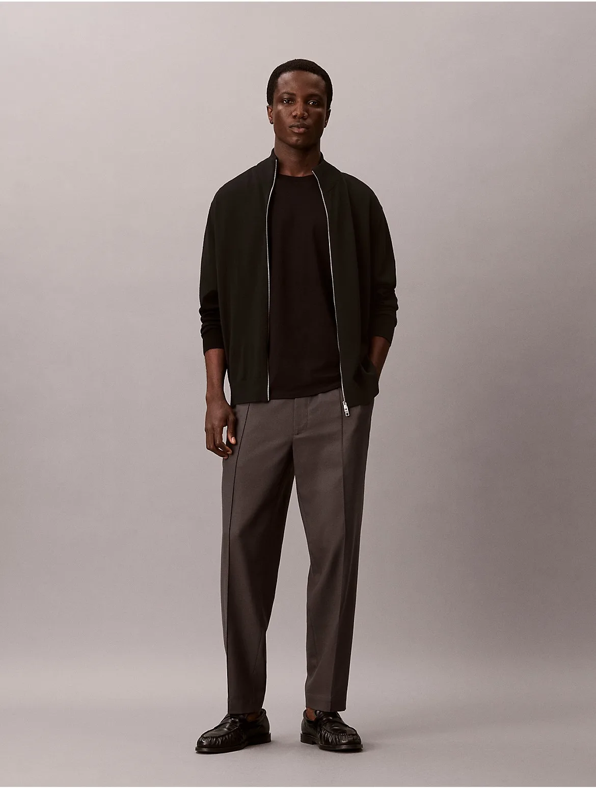 Wool Blend Tapered Pants by Calvin Klein