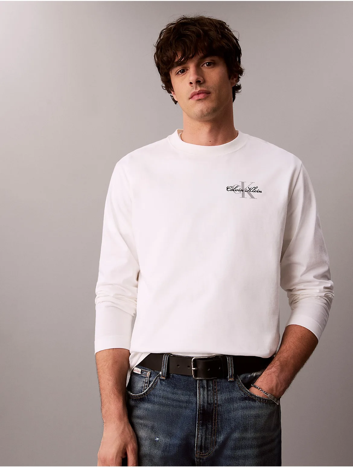 Script Monologo Graphic Long Sleeve T-Shirt by Calvin Klein