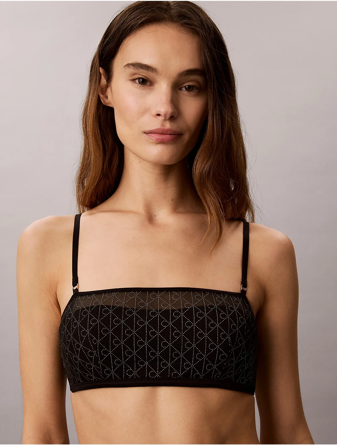Emblem Mesh Lightly Lined Bandeau by Calvin Klein