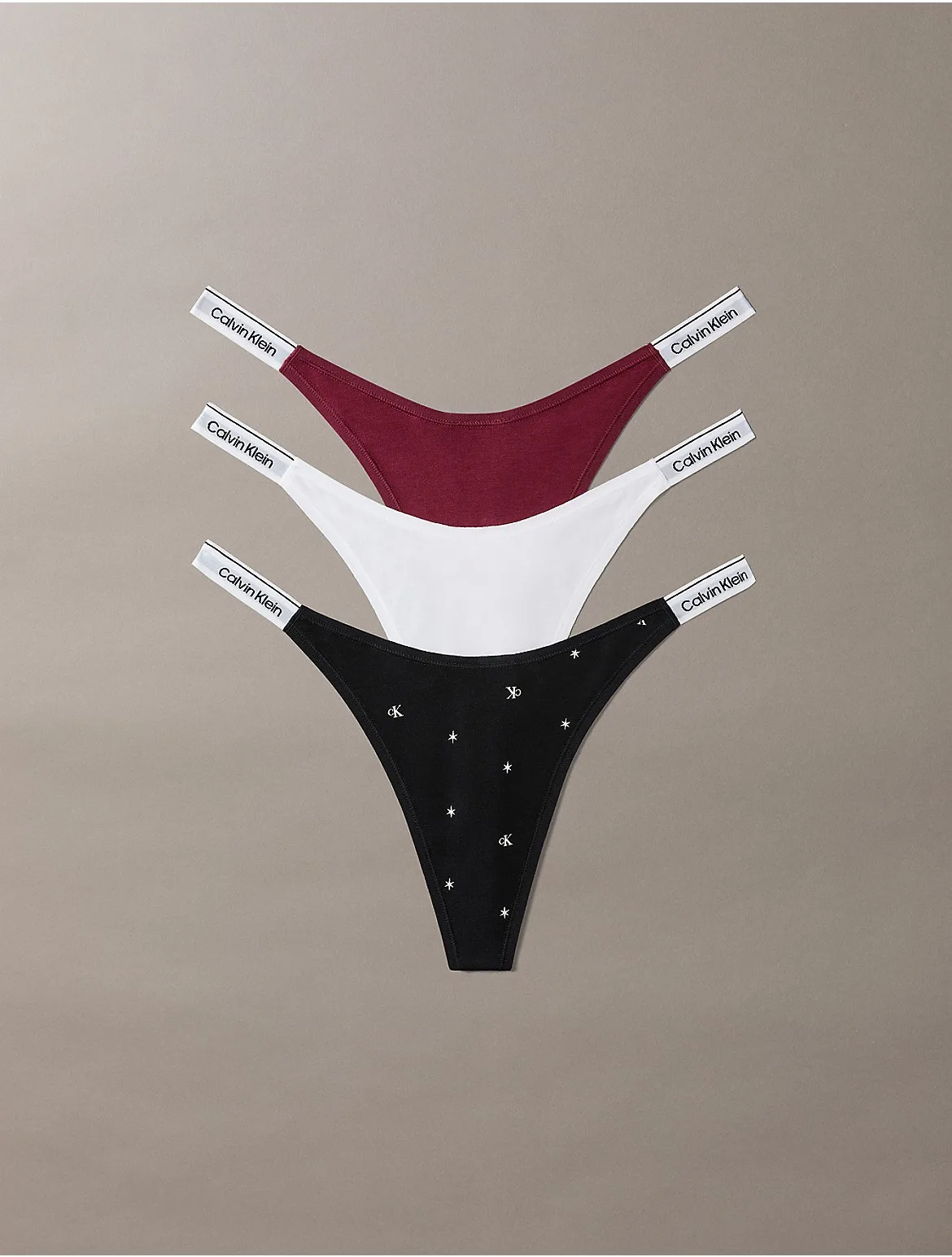 Icon Logo 3-Pack Dipped Thong by Calvin Klein