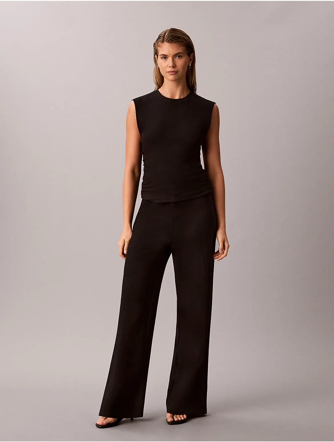 High Twist Compression Pull-On Wide Leg Pants by Calvin Klein