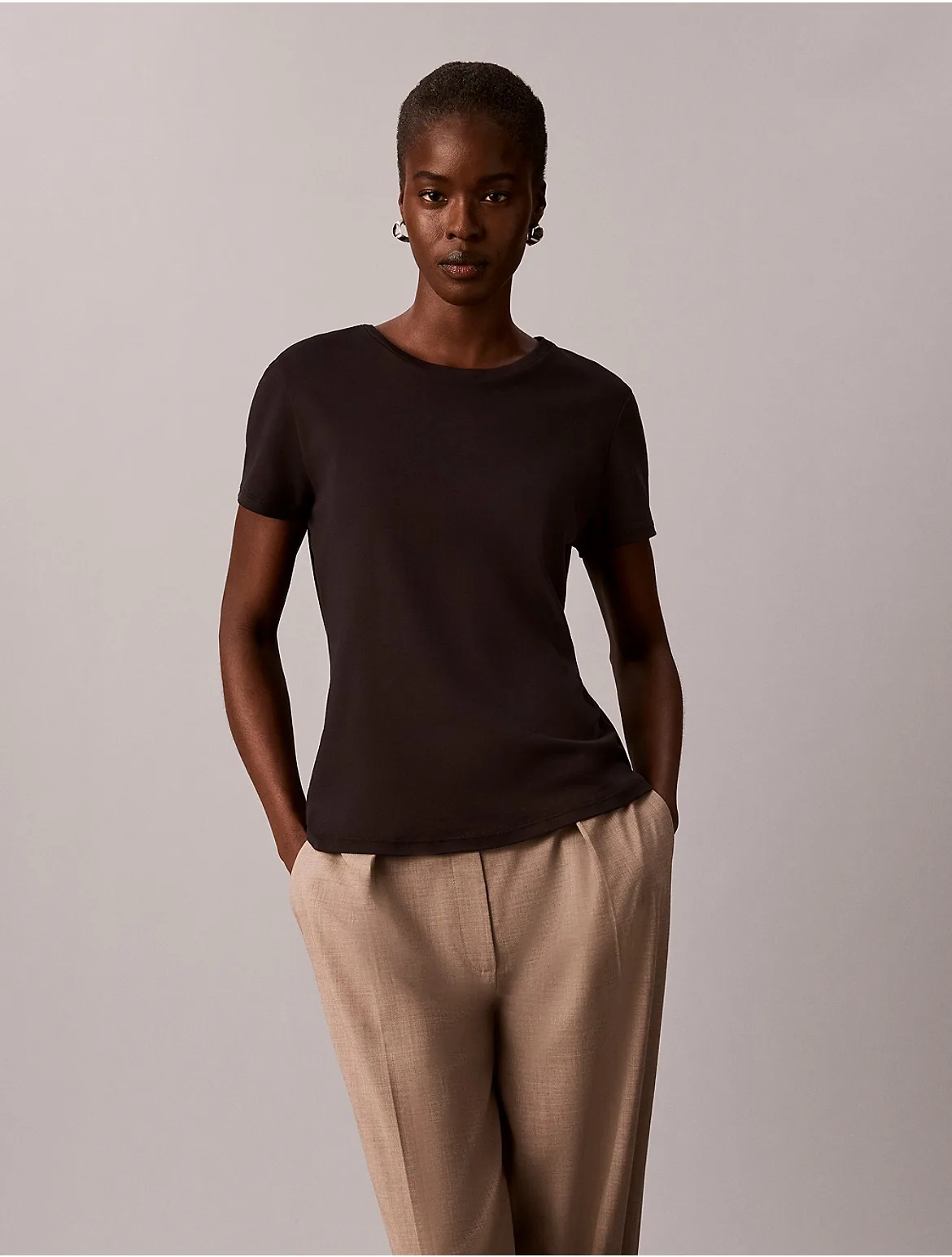 Cotton Crewneck Tee by Calvin Klein