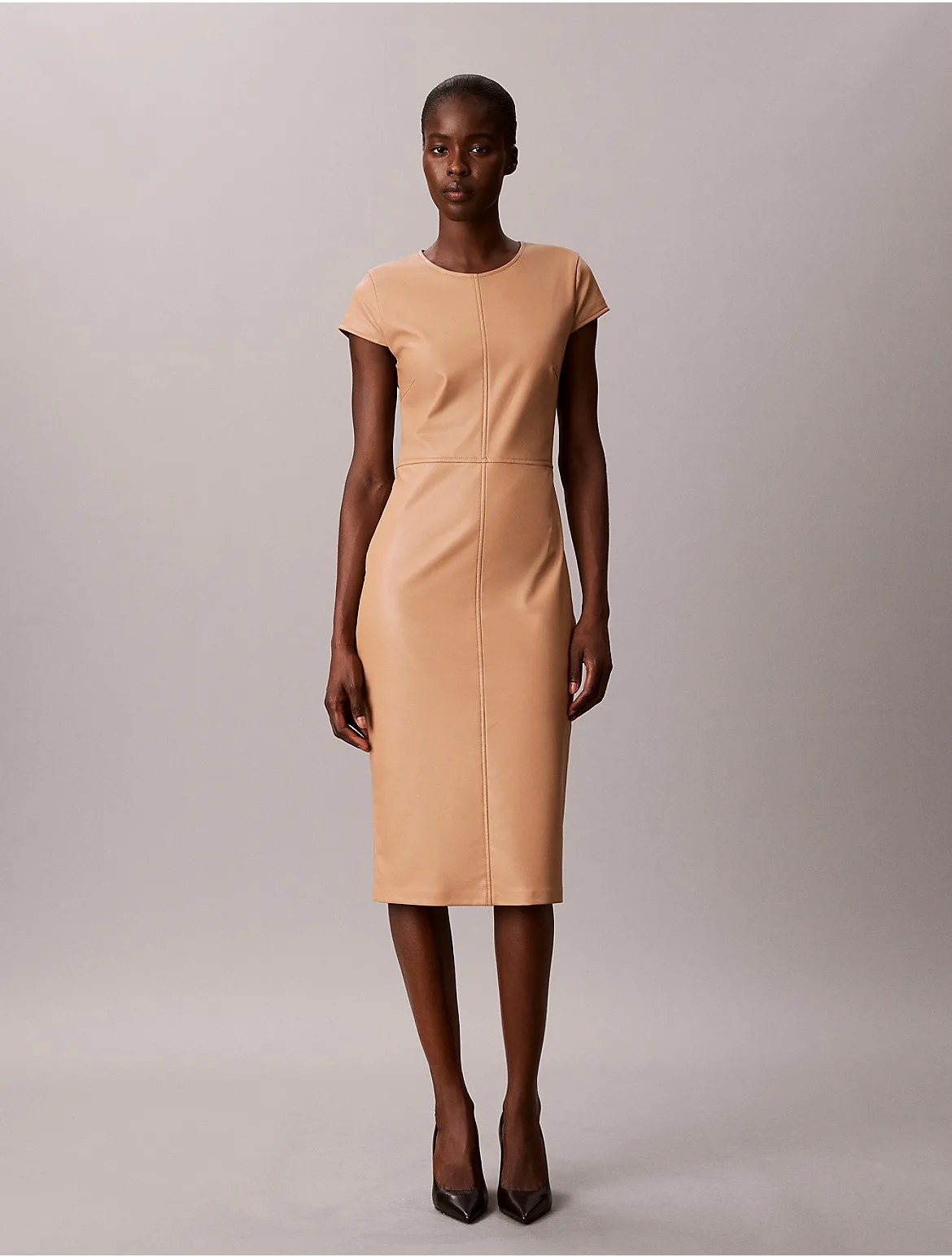 Seamed Sheath Midi Dress by Calvin Klein