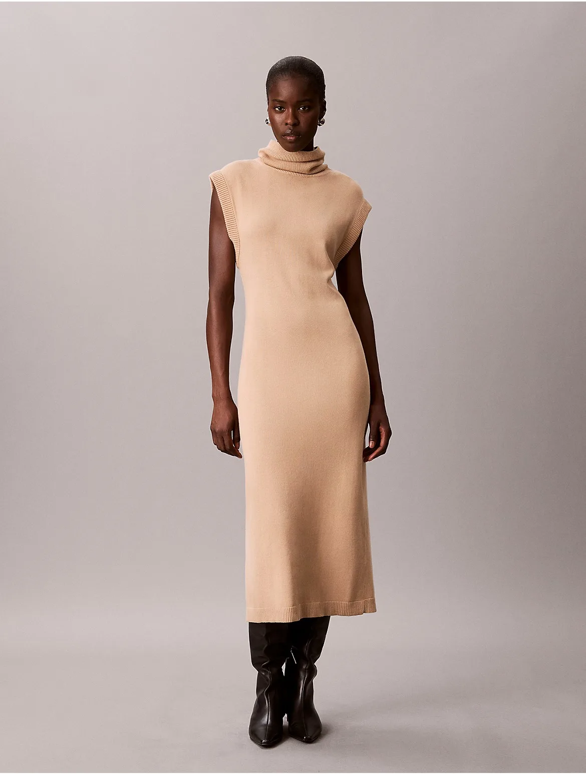 Mock Neck Sleeveless Sweater Dress by Calvin Klein