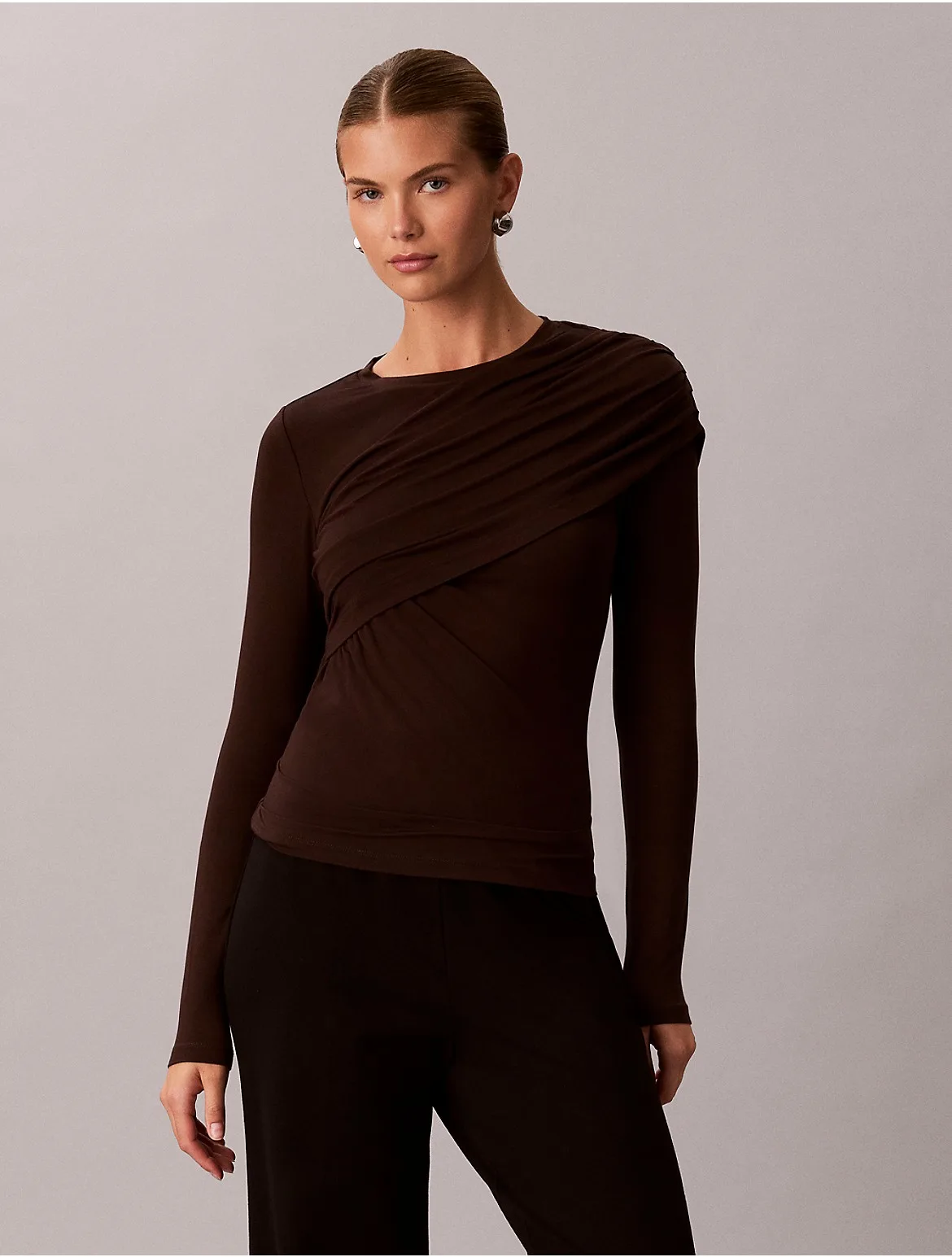 Wrapover Long Sleeve Tee by Calvin Klein