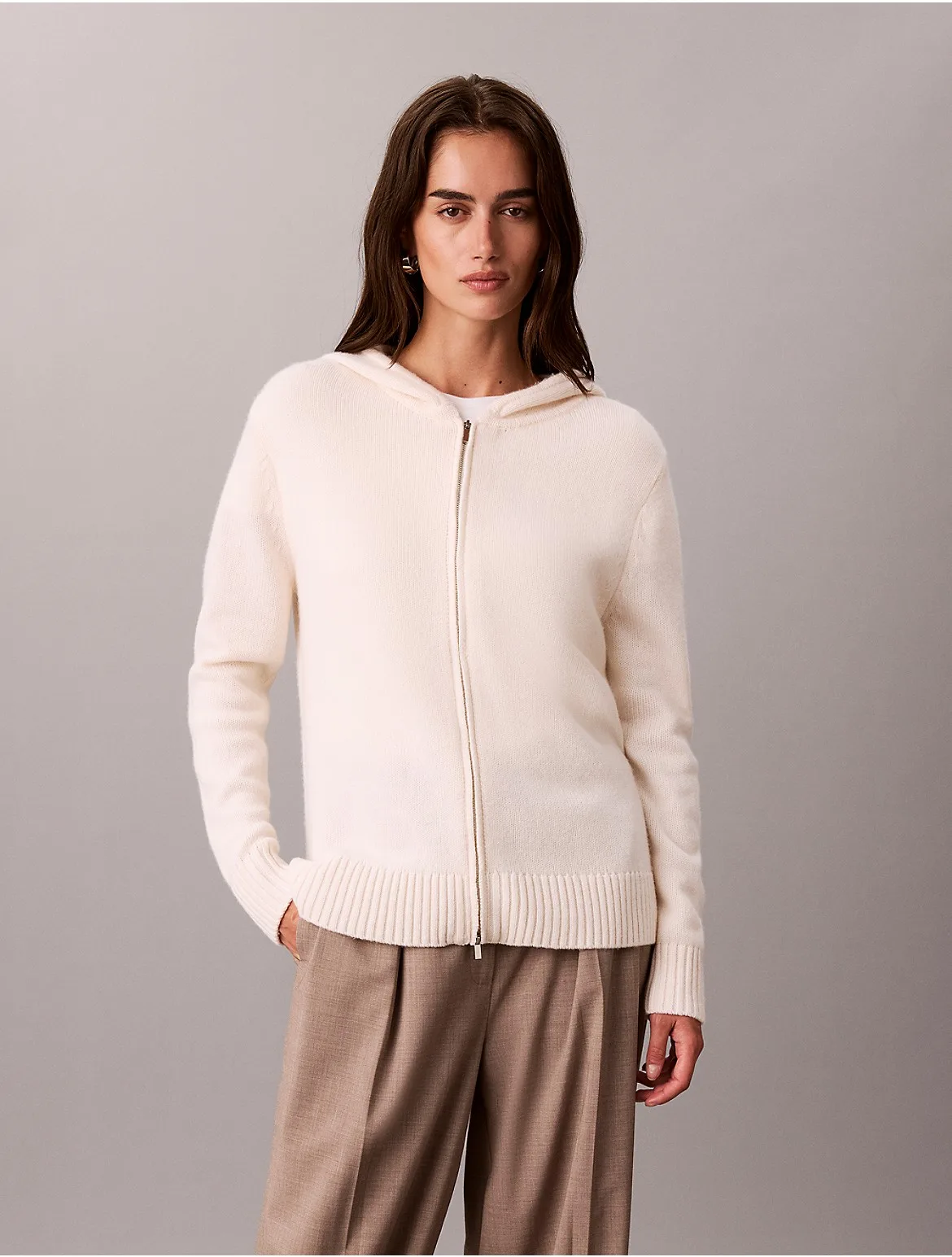 Sweater Knit Full Zip Hoodie by Calvin Klein