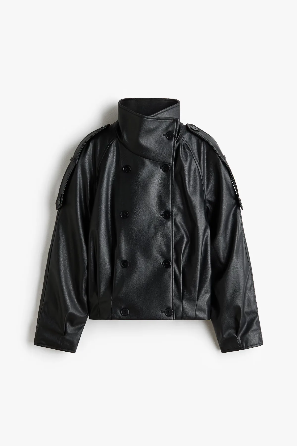 Double-Breasted Funnel-Collar Jacket
