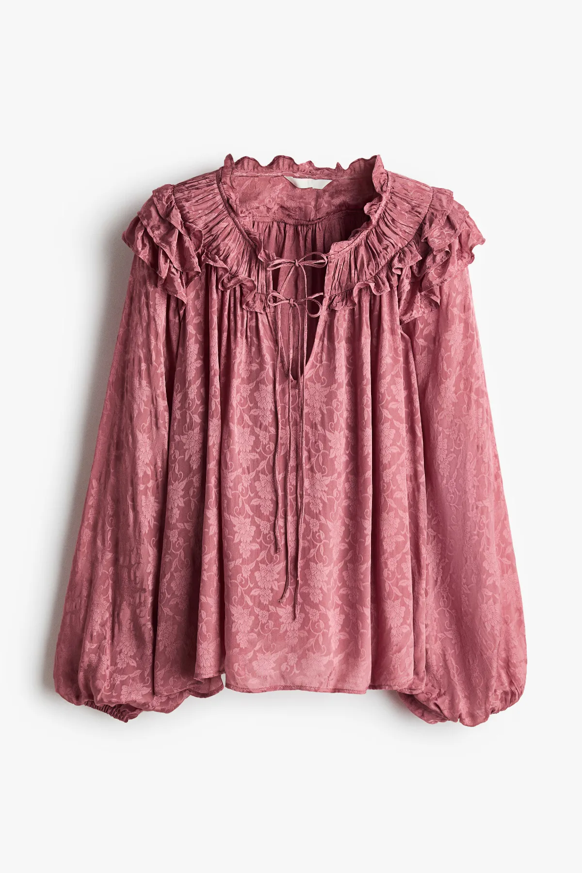 Ruffle-Trimmed Tie-Detail Blouse