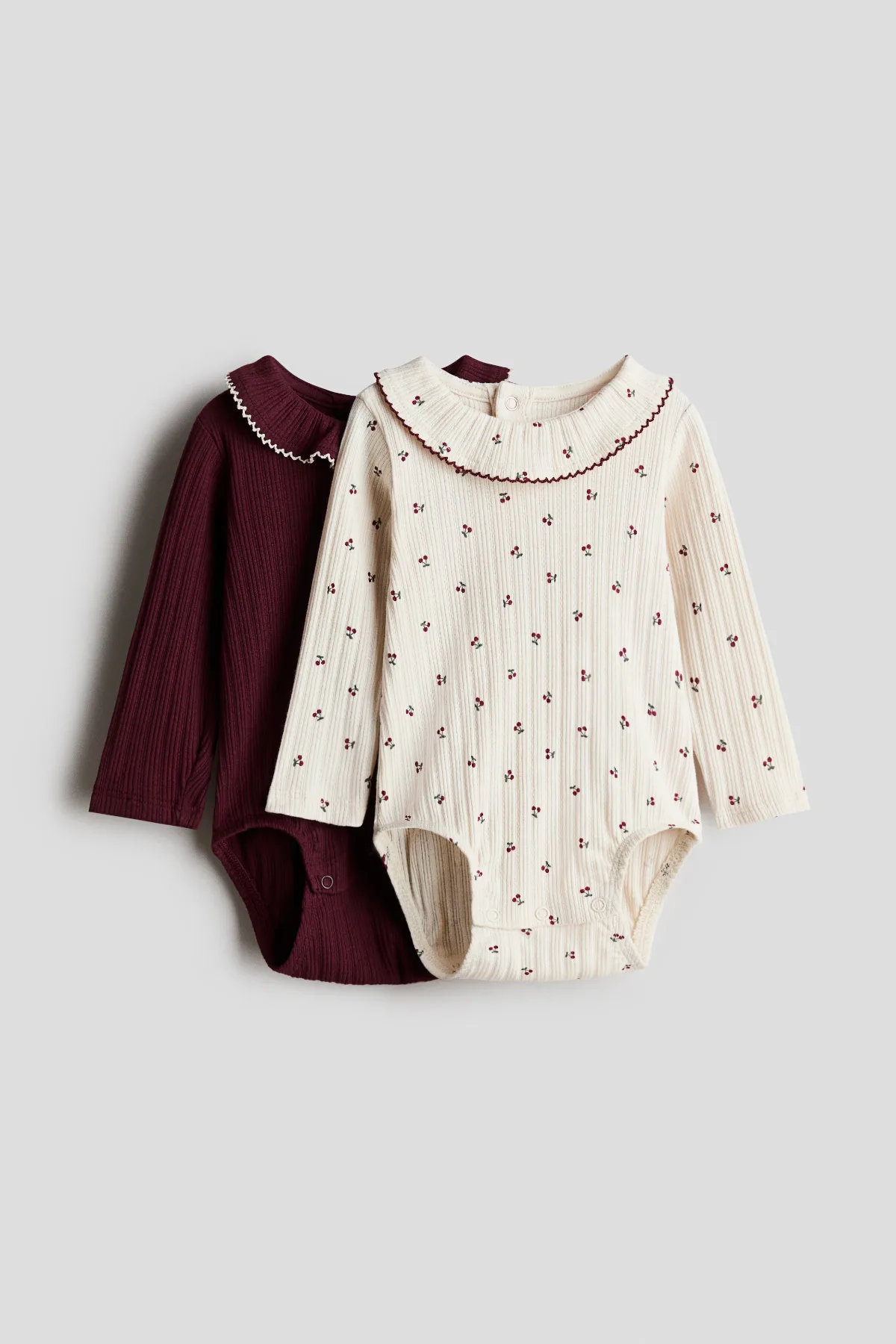 2-Pack Pointelle Bodysuits with Collar by H&M