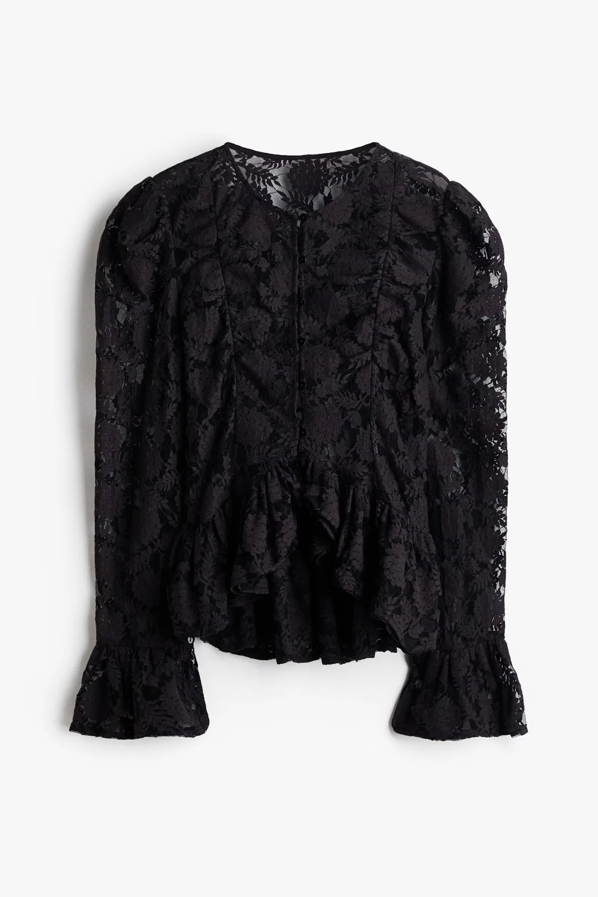 Ruffle-Trimmed Lace Blouse by H&M