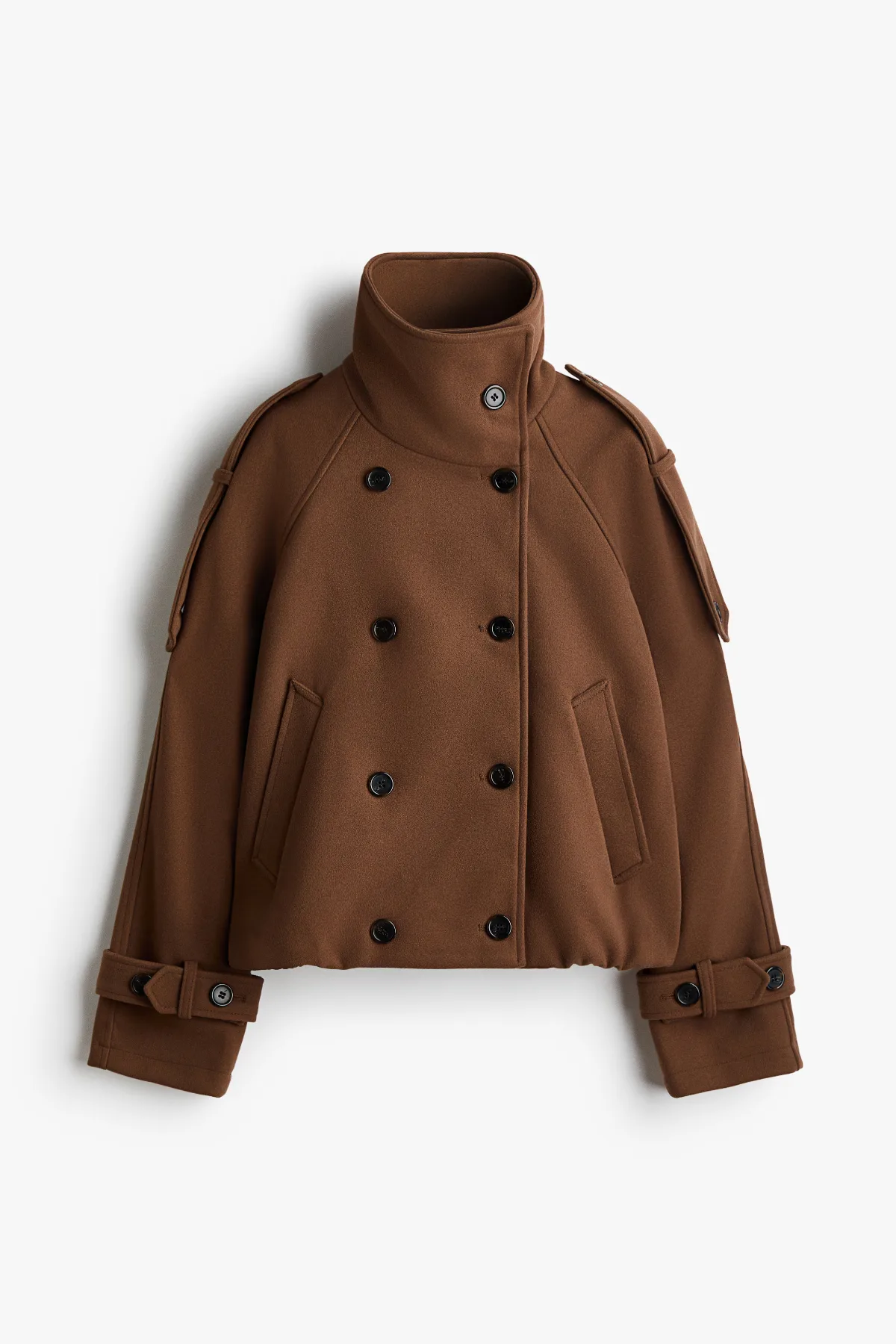 Double-Breasted Funnel-Collar Jacket