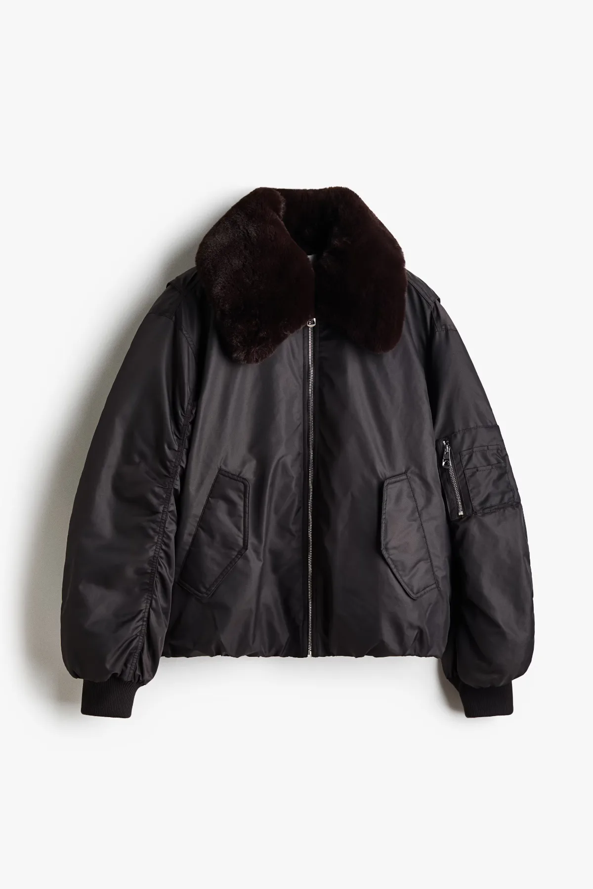 Fluffy-Collar Bomber Jacket by H&M