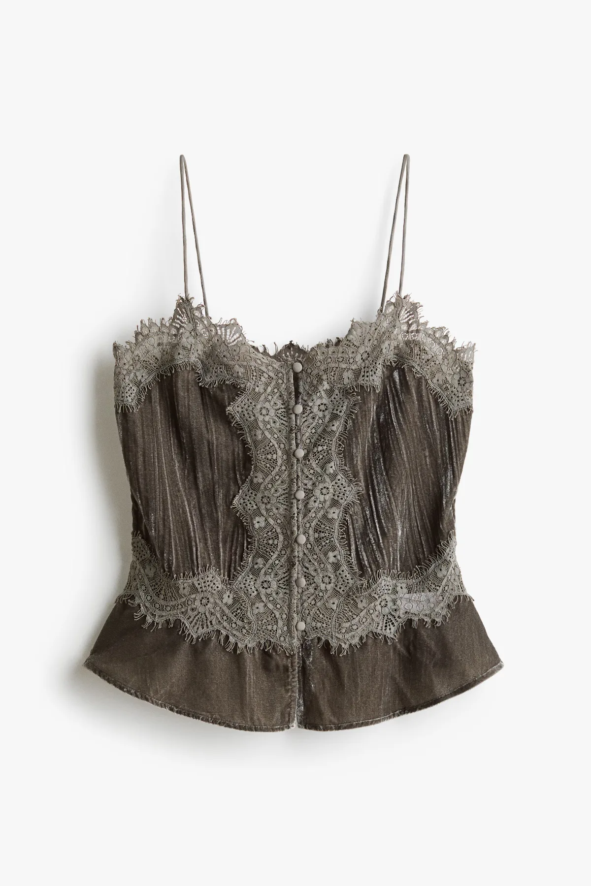 Lace-Trimmed Velvet Top by H&M