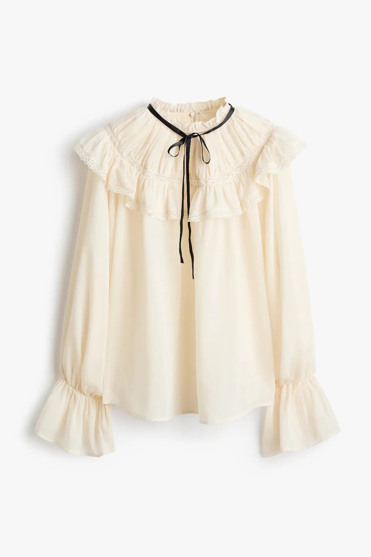 Ruffle-Trimmed Chiffon Blouse by H&M