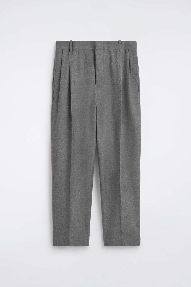 Pleated Wool Relaxed-Fit Straight-Leg Pants